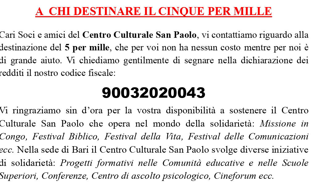 A CHI DESTINARE IL CINQUE PER MILLE